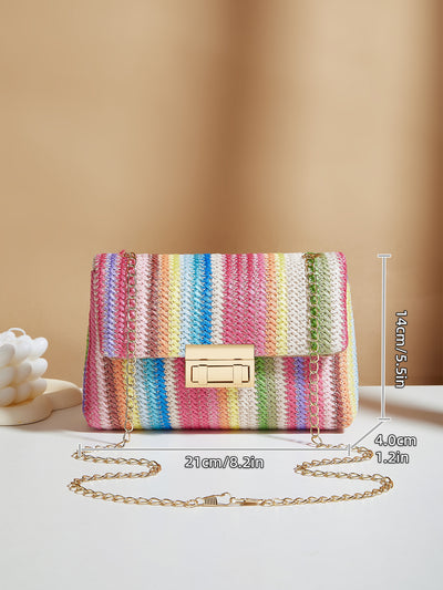 Bolsa de Hombro Tejida con Cierre de Candado para Mujer - Image 11