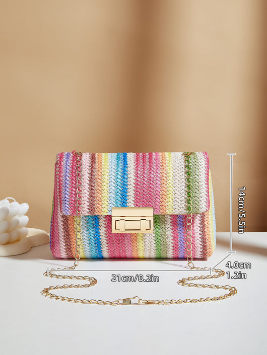 Bolsa de Hombro Tejida con Cierre de Candado para Mujer - Image 11