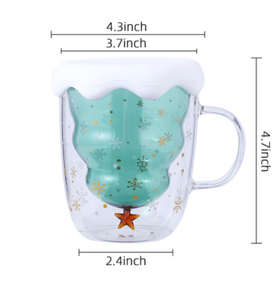 Taza de Café Navideña de Vidrio Resistente al Calor con Tapa y Asa - Image 10