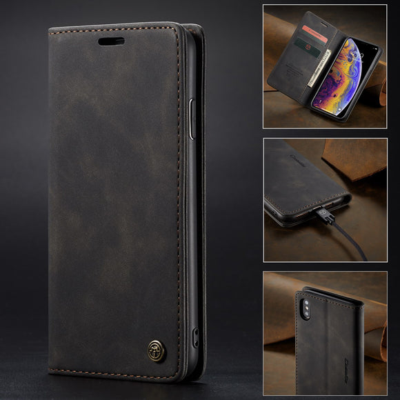 Funda Magnética de Cuero para Teléfono con Cartera Integrada