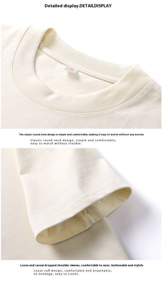 Moss green short-sleeve cotton t-shirt with a crew neck and a relaxed, oversized fit. - Image 19