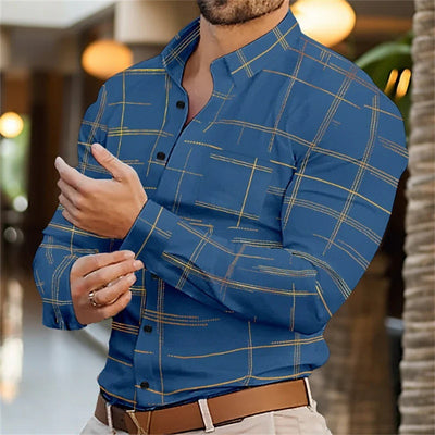 Camisa Casual de Rayas Sólidas para Hombre - Primavera y Otoño - Image 33