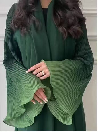 Cardigan Largo Plisado Degradado Elegante para Mujer - Image 30