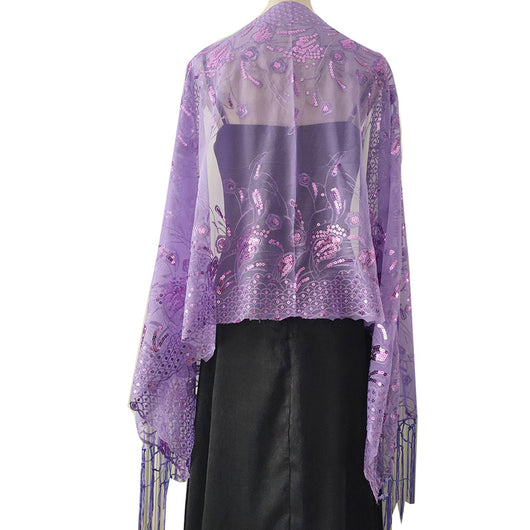 Chal de Gala Elegante con Lentejuelas y Borlas para Novia - Image 16