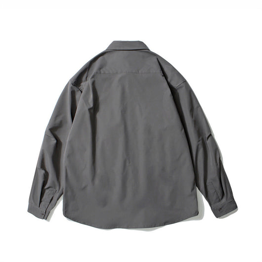 Camisa Universitaria Holgada con Múltiples Bolsillos de Manga Larga - Image 10