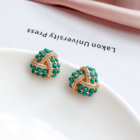 Aretes Turquesa Hubei con Diseño Explosivo para Mujer - Image 2
