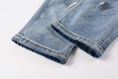 Jeans Vintage con Parches de Strass y Tinta Splash - Estilo Europeo Americano - Image 19