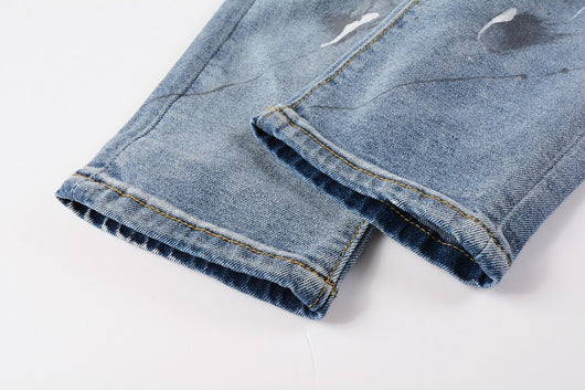 Jeans Vintage con Parches de Strass y Tinta Splash - Estilo Europeo Americano - Image 19