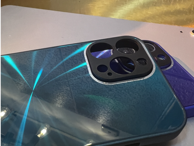Funda de Vidrio Templado para Celular con Textura Azul Verde - Image 3