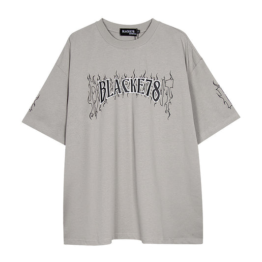 Playera Hombre Estampado Letras Flama