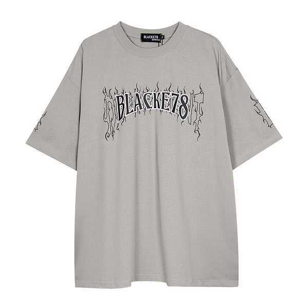Playera Hombre Estampado Letras Flama