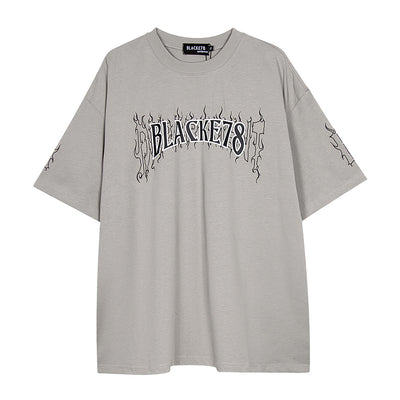 Playera Hombre Estampado Letras Flama