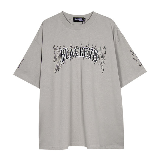 Playera Hombre Estampado Letras Flama