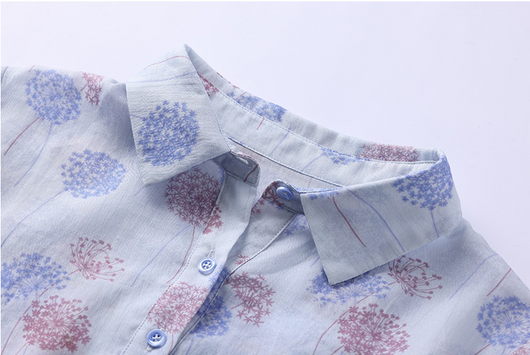 Blusa Estampada Suelta con Solapas - Largo Atrás, Corto Adelante - Image 8
