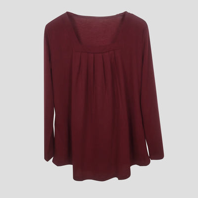 Blusa Plisada Cuello Cuadrado Manga Larga Talla Grande Algodón Imitación - Image 20