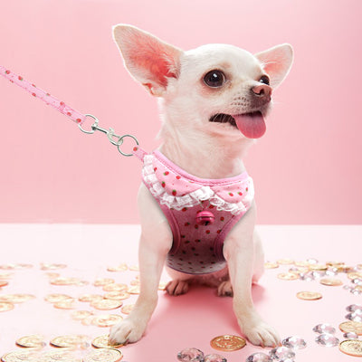 Arnés Pechera Rosa para Perro Pequeño con Correa y Cascabel - Image 6