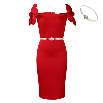 Vestido Elegante con Flores Tridimensionales para Mujer - Image 8