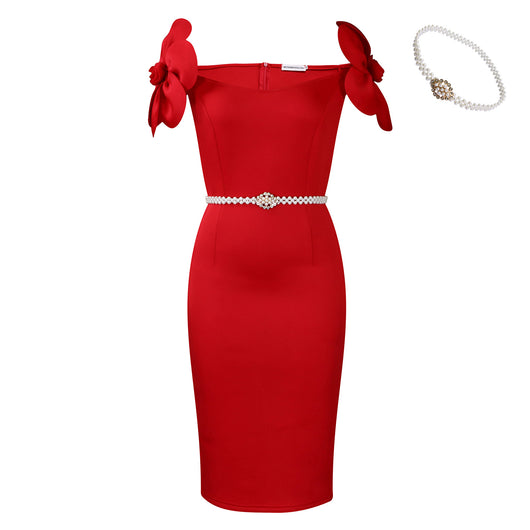 Vestido Elegante con Flores Tridimensionales para Mujer - Image 8