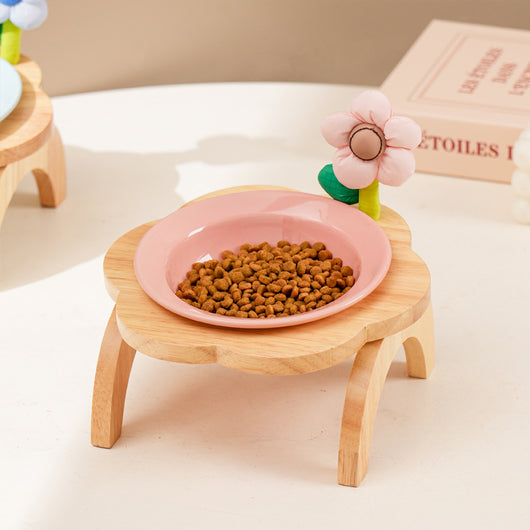 Comedero y Bebedero para Gatos con Soporte de Madera - Diseño Floral en Cerámica - Image 16