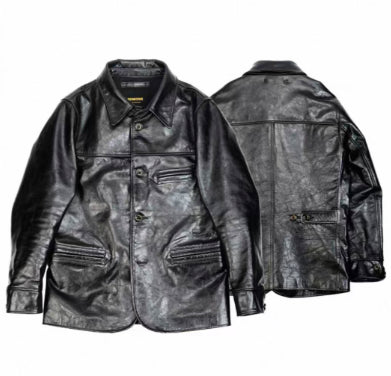 Chaqueta de Cuero Pesado Largo para Hombre - Image 6