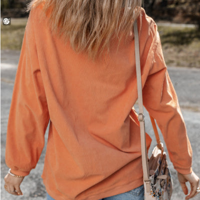 Sudadera Naranja con Letras Bordadas y Diseño Acanalado Retorcido - Image 14