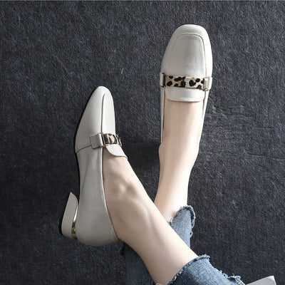 Zapatos Casuales de Cuero Genuino con Estampado Leopardo - Diseño Versátil