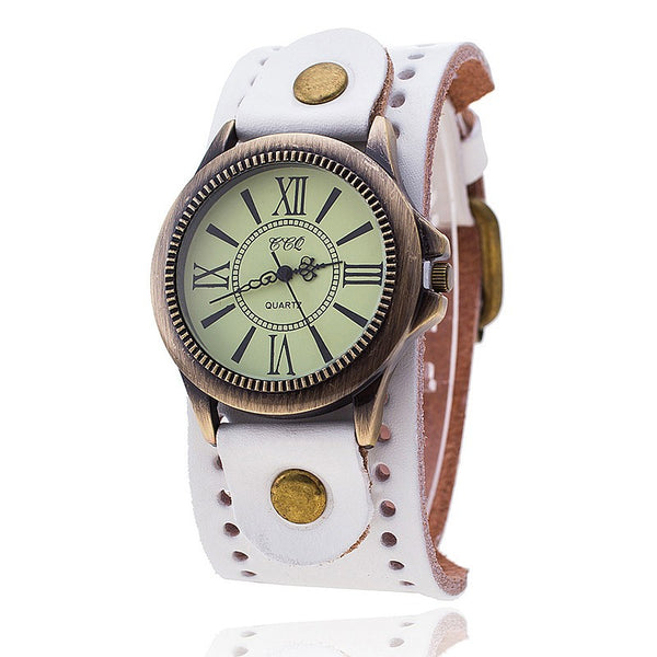 Reloj de Cuero Genuino Estilo Retro Romano