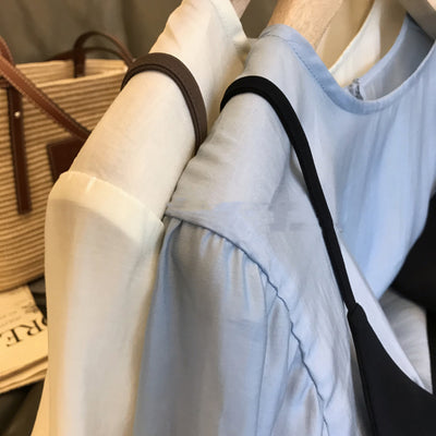 Conjunto de 2 Piezas: Blusa Tencel y Vestido Maxi con Tirante Francés - Image 3