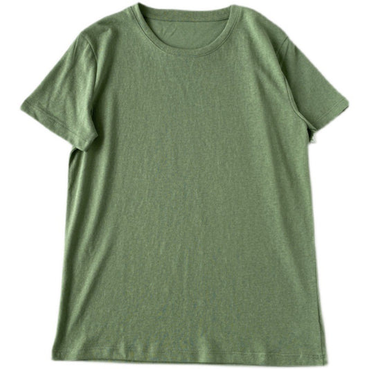 Playera Holgada de Algodón y Lino Manga Corta Cuello Redondo - Image 2