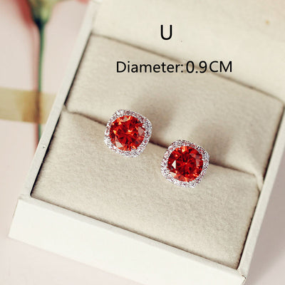 Aretes Largos de Novia con Rubí Rojo Paloma Talla Cuadrada Redonda - Image 26