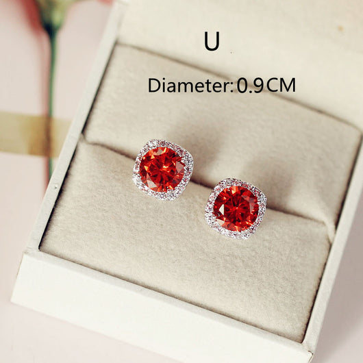 Aretes Largos de Novia con Rubí Rojo Paloma Talla Cuadrada Redonda - Image 26