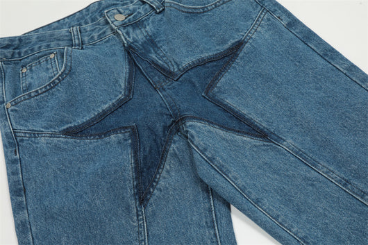 Jeans Hip-hop con Pentagrama y Cierre Lateral para Hombre - Image 19