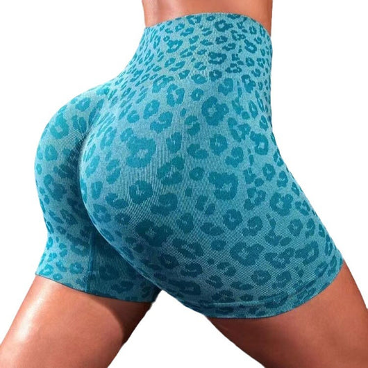 Shorts Yoga Cintura Alta Estampado Leopardo para Fitness - Image 5