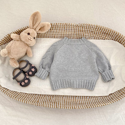 Suéter Tejido a Mano con Calado Hueco para Bebé Niña - Conjunto Coordinado - Image 15