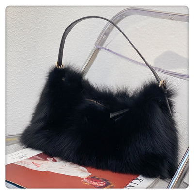 Bolso de Mano Elegante con Detalles de Piel de Zorro y Cierre Innovador - Image 4