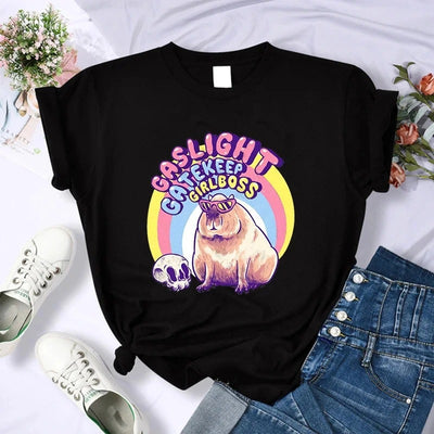 Playera Vintage Capibara para Mujer - Diseño Cartoon Adorable - Image 3