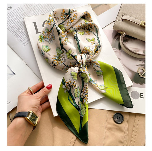 Pañuelo de Seda Estilo Coreano Cuadrado Pequeño para Mujer - Image 33