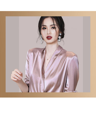 Blusa de Satén Escote V para Mujer - Prenda Premium de Alta Calidad - Image 11