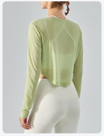Blusa Yoga Suelta Cuello V Manga Larga con Efecto Drapeado - Image 22