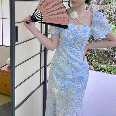 Vestido Cheongsam Jacquard Ajustado con Abertura Elegante - Image 5