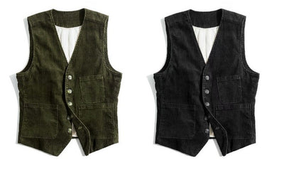 Chaleco de Pana para Hombre con Diseño de Patchwork - Primavera Otoño - Image 15