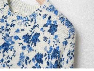 Suéter de Lana y Mohair con Estampado Floral Azul - Image 10