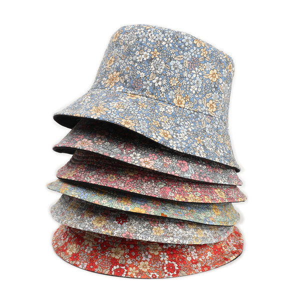 Sombrero Cubo Pescador Estampado Doble Cara con Diseño Crisantemo