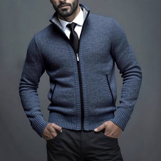Suéter Cardigan con Cuello Alzado para Hombre