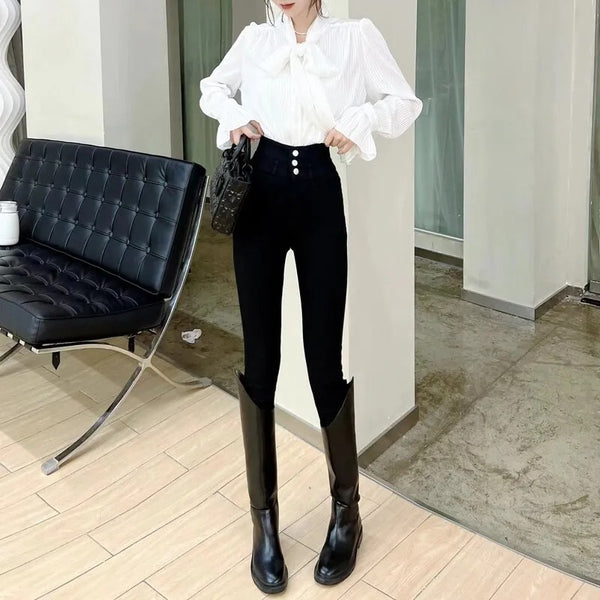 Pantalón Negro Moldeador de Cintura y Abdomen con Terciopelo