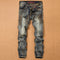Pantalones Vaqueros Slim Fit Vintage con Parches Desgastados para Hombre