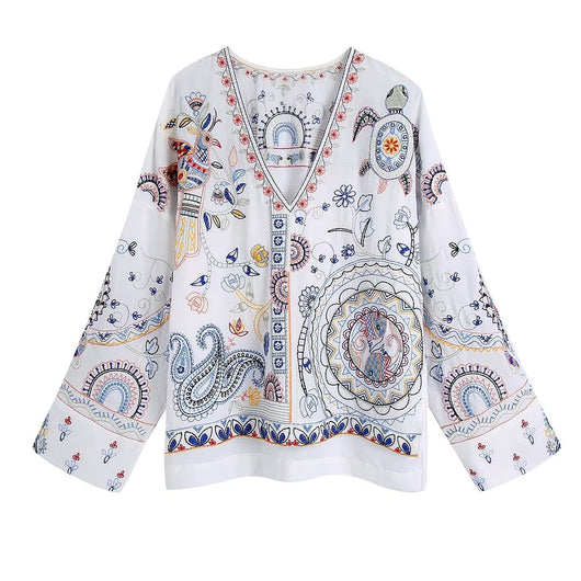 Blusa Blanca Elegante con Abertura Lateral, Cuello V y Bordado Artesanal - Image 9
