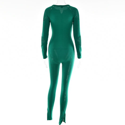 Jumpsuit Tejido a Rayas de Manga Larga para Mujer - Versátil y Elegante - Image 13