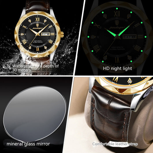 Reloj de Pulsera de Cuarzo Luxury para Hombre con Correa de Cuero - Image 2