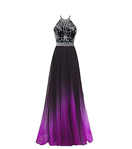 Vestido de Noche Elegante con Gradiente y Escote Halter - Image 5